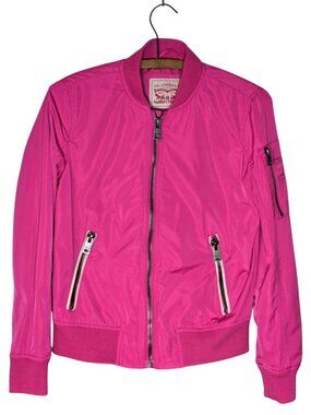 Levis Strauss & Co Pink Bomber Jacket Full Zip Ribbed Cuffs